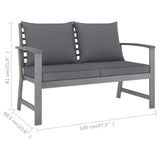 NNEVL 3 Piece Garden Lounge Set with Cushion Solid Acacia Wood Grey