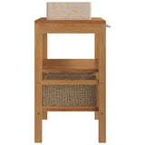 NNEVL Bathroom Vanity Cabinet Solid Teak with Sink Marble Cream