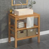 NNEVL Bathroom Vanity Cabinet Solid Teak with Sink Marble Cream