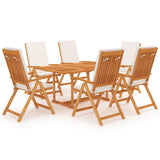 NNEVL 7 Piece Garden Dining Set with Cushions Solid Teak Wood