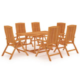 NNEVL 7 Piece Garden Dining Set Solid Teak Wood