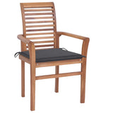 NNEVL Dining Chairs 2 pcs with Anthracite Cushions Solid Teak Wood