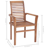 NNEVL Dining Chairs 2 pcs with Grey Cushions Solid Teak Wood