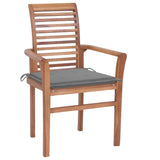 NNEVL Dining Chairs 2 pcs with Grey Cushions Solid Teak Wood