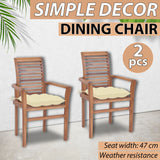 NNEVL Dining Chairs 2 pcs with Cream White Cushions Solid Teak Wood