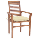 NNEVL Dining Chairs 2 pcs with Cream White Cushions Solid Teak Wood