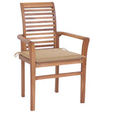 NNEVL Dining Chairs 4 pcs with Beige Cushions Solid Teak Wood