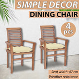 NNEVL Dining Chairs 4 pcs with Cream White Cushions Solid Teak Wood