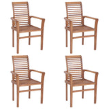 NNEVL Dining Chairs 4 pcs with Cream White Cushions Solid Teak Wood