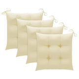 NNEVL Dining Chairs 4 pcs with Cream White Cushions Solid Teak Wood
