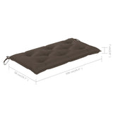 NNEVL Garden Bench with Taupe Cushion 112 cm Solid Teak Wood