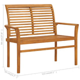 NNEVL Garden Bench with Taupe Cushion 112 cm Solid Teak Wood