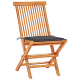 NNEVL 3 Piece Bistro Set with Anthracite Cushions Solid Teak Wood