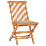 NNEVL 3 Piece Bistro Set with Beige Cushions Solid Teak Wood