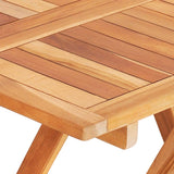 NNEVL 3 Piece Bistro Set with Blue Cushions Solid Teak Wood