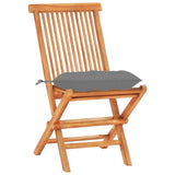 NNEVL 3 Piece Bistro Set with Grey Cushions Solid Teak Wood