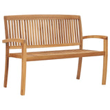 NNEVL Stacking Garden Bench with Cushion 128.5 cm Solid Teak Wood