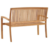 NNEVL Stacking Garden Bench with Cushion 128.5 cm Solid Teak Wood