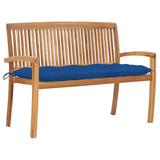 NNEVL Stacking Garden Bench with Cushion 128.5 cm Solid Teak Wood