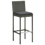 NNEVL 3 Piece Garden Bar Set with Cushions Grey