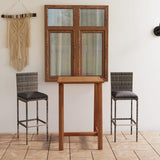 NNEVL 3 Piece Garden Bar Set with Cushions Grey