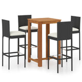 NNEVL 5 Piece Garden Bar Set with Cushions Black