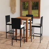 NNEVL 5 Piece Garden Bar Set with Cushions Black