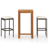 NNEVL 3 Piece Garden Bar Set with Cushions Brown