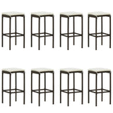NNEVL 9 Piece Garden Bar Set with Cushions Brown