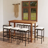 NNEVL 9 Piece Garden Bar Set with Cushions Brown