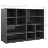 NNEVL Side Cabinet High Gloss Grey 97x32x72 cm Chipboard