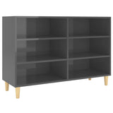 NNEVL Sideboard High Gloss Grey 103.5x35x70 cm Engineered Wood