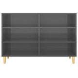 NNEVL Sideboard High Gloss Grey 103.5x35x70 cm Engineered Wood