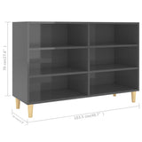 NNEVL Sideboard High Gloss Grey 103.5x35x70 cm Engineered Wood