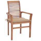NNEVL Dining Chairs 8 pcs with Beige Cushions Solid Teak Wood
