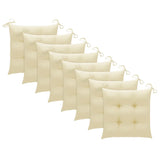 NNEVL Dining Chairs 8 pcs with Cream White Cushions Solid Teak Wood