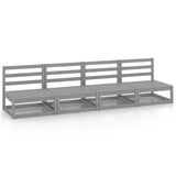 NNEVL Garden 4-Seater Sofa Grey Solid Pinewood
