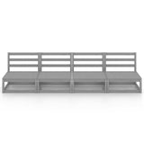 NNEVL Garden 4-Seater Sofa Grey Solid Pinewood