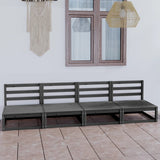 NNEVL Garden 4-Seater Sofa Grey Solid Pinewood