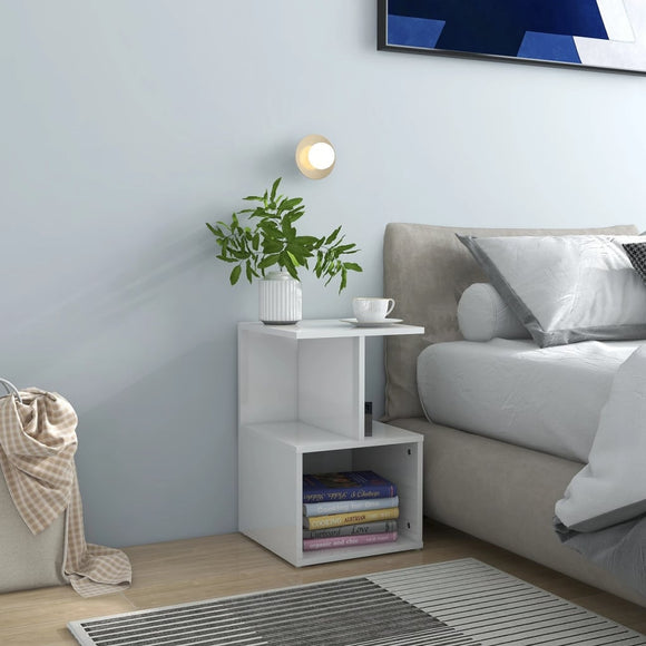 NNEVL Bedside Cabinets 2 pcs High Gloss White 35x35x55 cm Chipboard