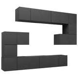 NNEVL 10 Piece TV Cabinet Set Grey Chipboard