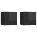 NNEVL Bedside Cabinets 2 pcs High Gloss Black 30.5x30x30 cm Chipboard