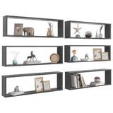 NNEVL Wall Cube Shelves 6 pcs Grey 100x15x30 cm Chipboard