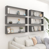 NNEVL Wall Cube Shelves 6 pcs Grey 100x15x30 cm Chipboard