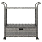 NNEVL Bar Cart with Drawer Grey 100x45x97 cm Poly Rattan