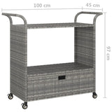 NNEVL Bar Cart with Drawer Grey 100x45x97 cm Poly Rattan