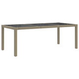 NNEVL Garden Table Beige 190x90x75 cm Tempered Glass and Poly Rattan