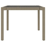 NNEVL Garden Table Beige 190x90x75 cm Tempered Glass and Poly Rattan
