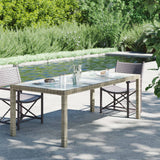 NNEVL Garden Table Beige 190x90x75 cm Tempered Glass and Poly Rattan