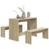 NNEVL 3 Piece Dining Set Sonoma Oak Chipboard